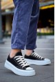 KB-CX3 Erkek Günlük Bağcıklı Keten Kısa Spor Sneaker Ayakkabı KBT - Siyah