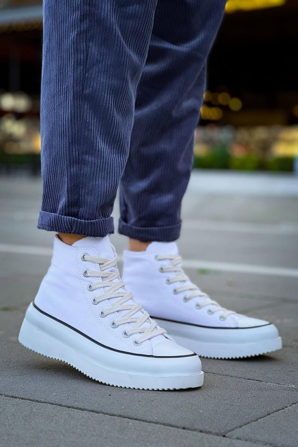 KB-CX3 Erkek Günlük Bağcıklı Keten Uzun Spor Sneaker Ayakkabı KBT - Beyaz Erkek Ayakkabı KB-CX3 Erkek Günlük Bağcıklı Keten Uzun Spor Sneaker Ayakkabı KBT - Beyaz – Kuback Erkek Ayakkabı