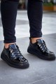 KB-X4 Erkek Günlük Bağcıklı Rugan Spor Sneaker Ayakkabı RST - Siyah – Kuback Erkek Ayakkabı