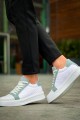 KB-X46 Erkek Günlük Bağcıklı Paraşüt Kumaş Cilt Spor Sneaker Ayakkabı PKCBT - Beyaz/Yeşil – Kuback Erkek Ayakkabı