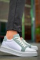 KB-X46 Erkek Günlük Bağcıklı Paraşüt Kumaş Cilt Spor Sneaker Ayakkabı PKCBT - Beyaz/Yeşil – Kuback Erkek Ayakkabı