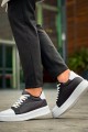 KB-X46 Erkek Günlük Bağcıklı Paraşüt Kumaş Cilt Spor Sneaker Ayakkabı PKCBT - Siyah/Beyaz – Kuback Erkek Ayakkabı