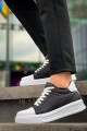 KB-X46 Erkek Günlük Bağcıklı Paraşüt Kumaş Cilt Spor Sneaker Ayakkabı PKCBT - Siyah/Beyaz – Kuback Erkek Ayakkabı