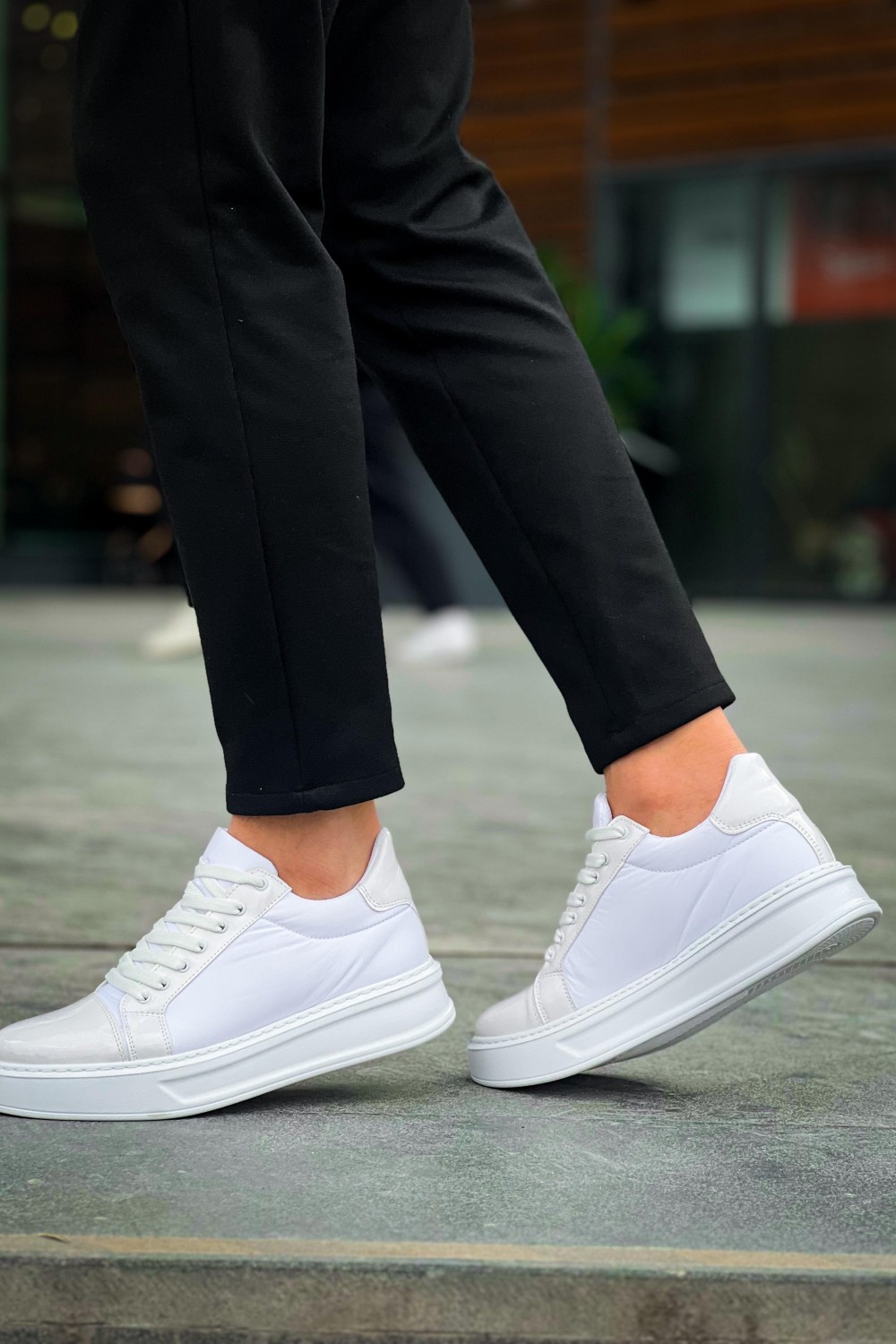 KB-X46 Erkek Günlük Bağcıklı Paraşüt Kumaş Rugan Spor Sneaker Ayakkabı PKRBT - Beyaz – Kuback Erkek Ayakkabı