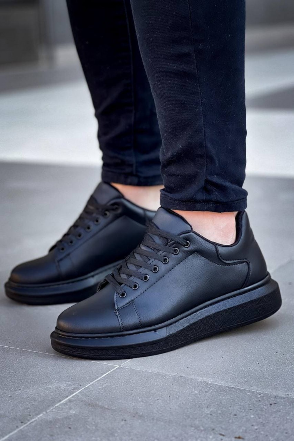 KB-X500 Erkek Günlük Bağcıklı Cilt Spor Sneaker Ayakkabı CST - Siyah – Kuback Erkek Ayakkabı