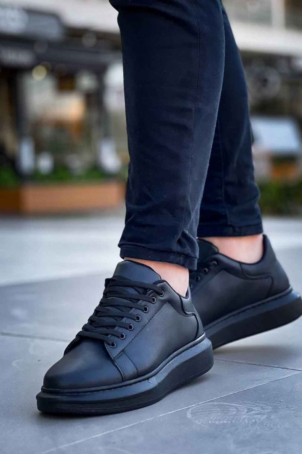 KB-X500 Erkek Günlük Bağcıklı Cilt Spor Sneaker Ayakkabı CST - Siyah – Kuback Erkek Ayakkabı