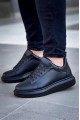 KB-X500 Erkek Günlük Bağcıklı Cilt Spor Sneaker Ayakkabı CST - Siyah