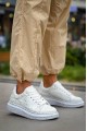 KB-X500 Erkek Günlük Bağcıklı Silver Baskılı Cilt Spor Sneaker Ayakkabı CBT - Beyaz