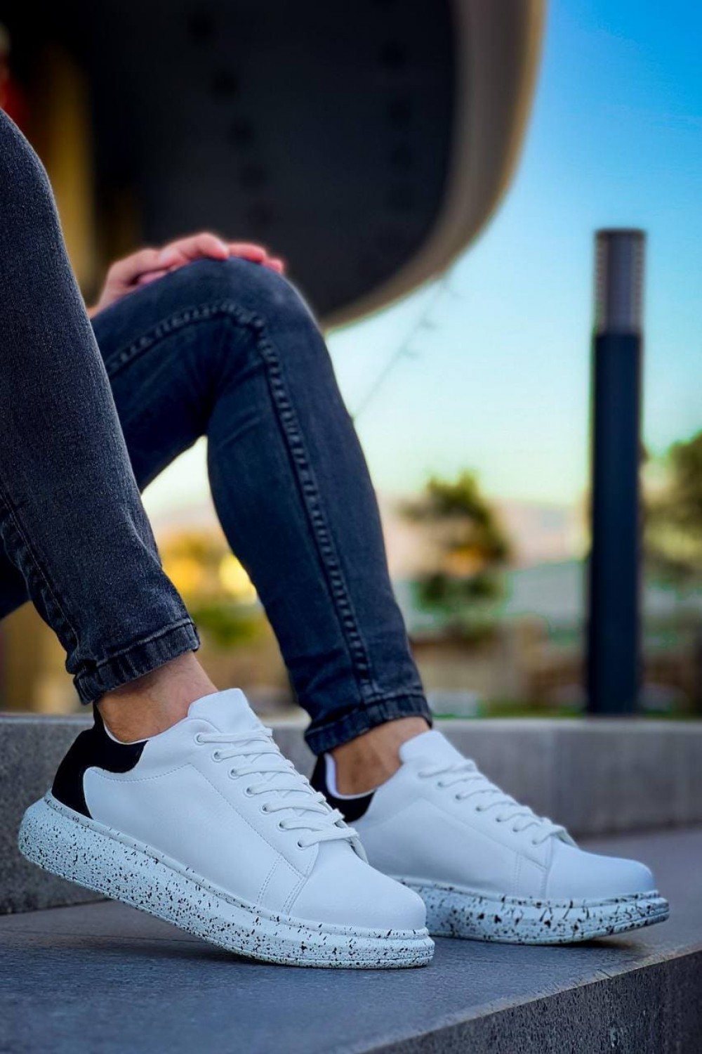 KB-X500 Erkek Günlük Bağcıklı Special Baskılı Cilt Spor Sneaker Ayakkabı CBT - Beyaz/Siyah – Kuback Erkek Ayakkabı