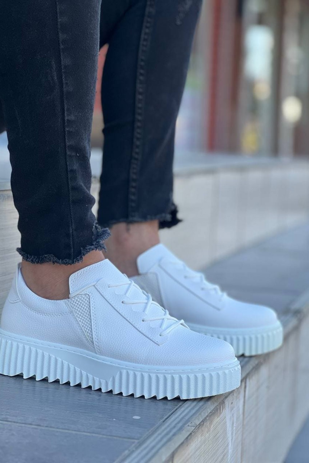 KB-X502 Erkek Günlük Bağcıklı Cilt Spor Sneaker Ayakkabı CBT - Beyaz Erkek Ayakkabı KB-X502 Erkek Günlük Bağcıklı Cilt Spor Sneaker Ayakkabı CBT - Beyaz – Kuback Erkek Ayakkabı
