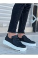 KB-X502 Erkek Günlük Bağcıklı Cilt Spor Sneaker Ayakkabı CBT - Siyah