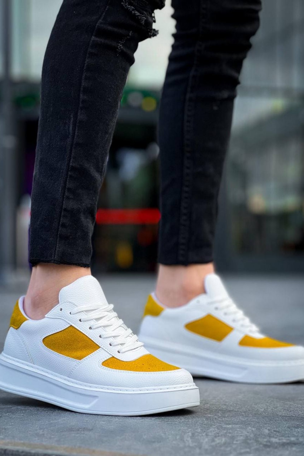 KB-X8 Erkek Günlük Bağcıklı Cilt Süet Spor Sneaker Ayakkabı CSBT - Beyaz/Sarı Erkek Ayakkabı KB-X8 Erkek Günlük Bağcıklı Cilt Süet Spor Sneaker Ayakkabı CSBT - Beyaz/Sarı – Kuback Erkek Ayakkabı