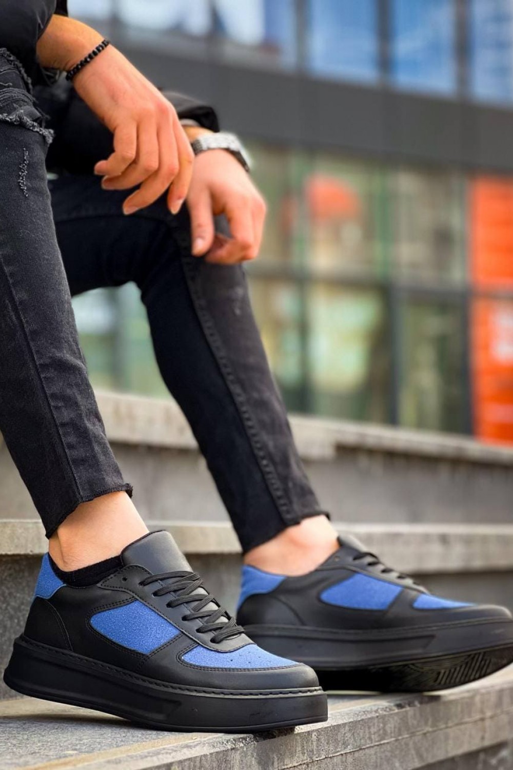 KB-X8 Erkek Günlük Bağcıklı Cilt Süet Spor Sneaker Ayakkabı CSST - Siyah/Mavi Erkek Ayakkabı KB-X8 Erkek Günlük Bağcıklı Cilt Süet Spor Sneaker Ayakkabı CSST - Siyah/Mavi – Kuback Erkek Ayakkabı