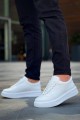KB005 Erkek Günlük Bağcıklı Cilt Spor Sneaker Ayakkabı CBT - Beyaz – Kuback Erkek Ayakkabı