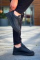 KB005 Erkek Günlük Bağcıklı Cilt Spor Sneaker Ayakkabı CST - Siyah – Kuback Erkek Ayakkabı
