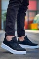 KB006 Erkek Günlük Bağcıklı Cilt Spor Sneaker Ayakkabı CBT - Siyah