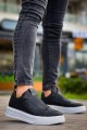 KB007 Erkek Günlük Bağcıksız Cilt Spor Sneaker Ayakkabı CBT - Siyah – Kuback Erkek Ayakkabı