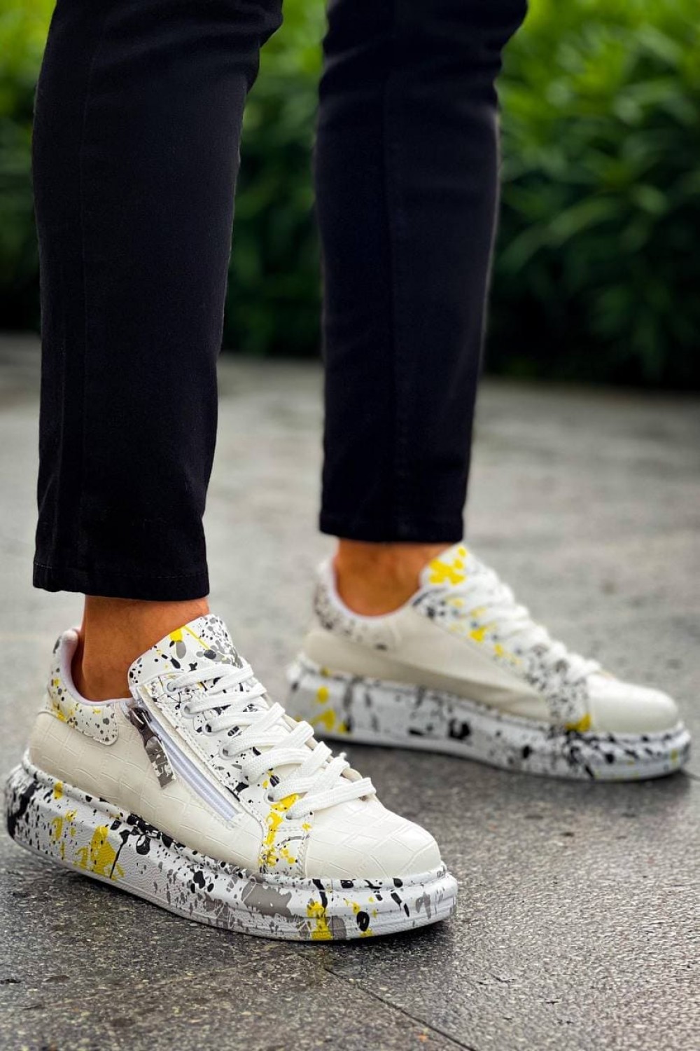 KB02 Erkek Günlük Bağcıklı Fermuarlı Boyalı Croco Cilt Spor Sneaker Ayakkabı CRT - Beyaz/Sarı Erkek Ayakkabı KB02 Erkek Günlük Bağcıklı Fermuarlı Boyalı Croco Cilt Spor Sneaker Ayakkabı CRT - Beyaz/Sarı – Kuback Erkek Ayakkabı