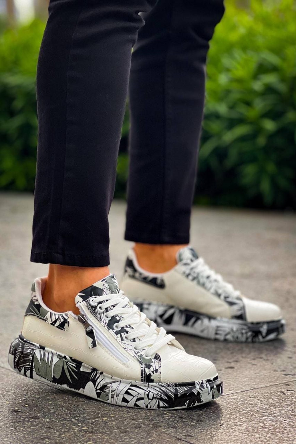 KB02 Erkek Günlük Bağcıklı Fermuarlı Boyalı Croco Cilt Spor Sneaker Ayakkabı CRT - Beyaz/Siyah Erkek Ayakkabı KB02 Erkek Günlük Bağcıklı Fermuarlı Boyalı Croco Cilt Spor Sneaker Ayakkabı CRT - Beyaz/Siyah – Kuback Erkek Ayakkabı