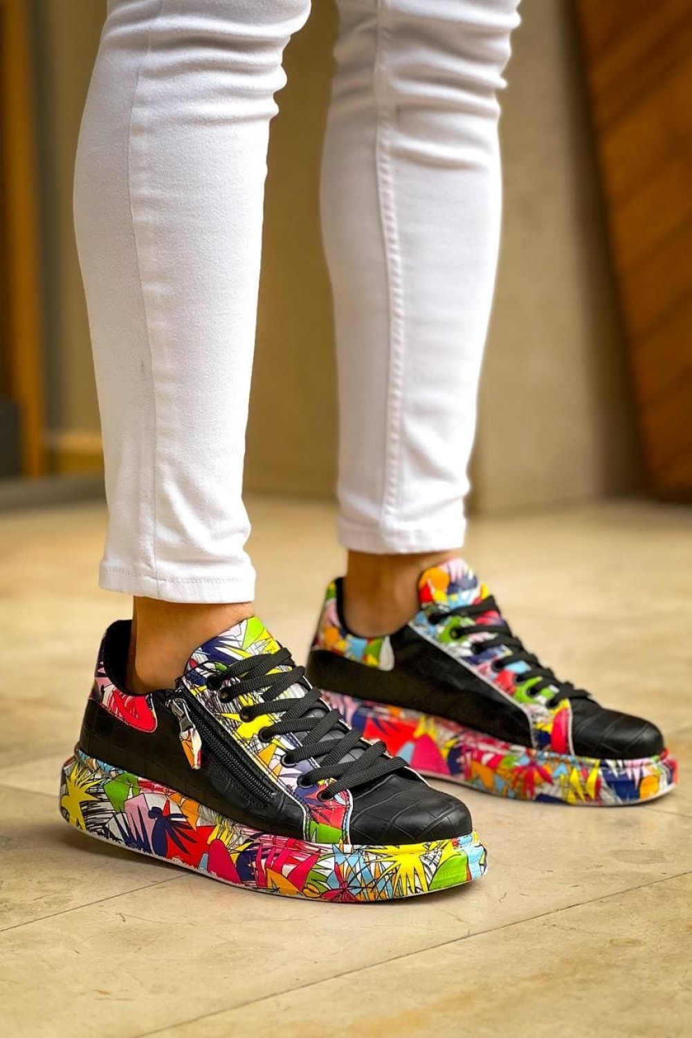 KB02 Erkek Günlük Bağcıklı Fermuarlı Boyalı Croco Cilt Spor Sneaker Ayakkabı CRT - Siyah/Kırmızı Erkek Ayakkabı KB02 Erkek Günlük Bağcıklı Fermuarlı Boyalı Croco Cilt Spor Sneaker Ayakkabı CRT - Siyah/Kırmızı – Kuback Erkek Ayakkabı