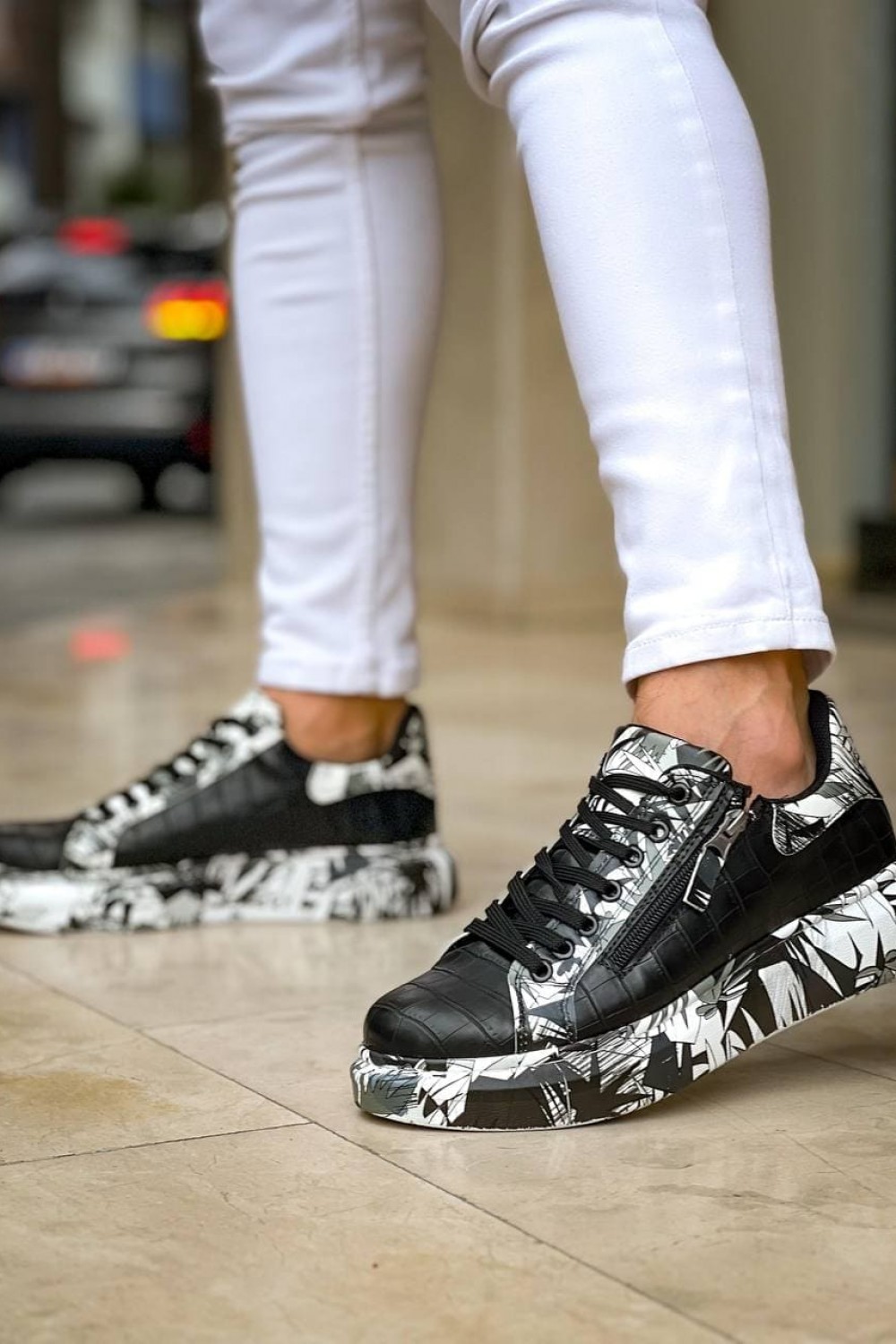 KB02 Erkek Günlük Bağcıklı Fermuarlı Boyalı Croco Cilt Spor Sneaker Ayakkabı CRT - Siyah/Siyah Erkek Ayakkabı KB02 Erkek Günlük Bağcıklı Fermuarlı Boyalı Croco Cilt Spor Sneaker Ayakkabı CRT - Siyah/Siyah – Kuback Erkek Ayakkabı