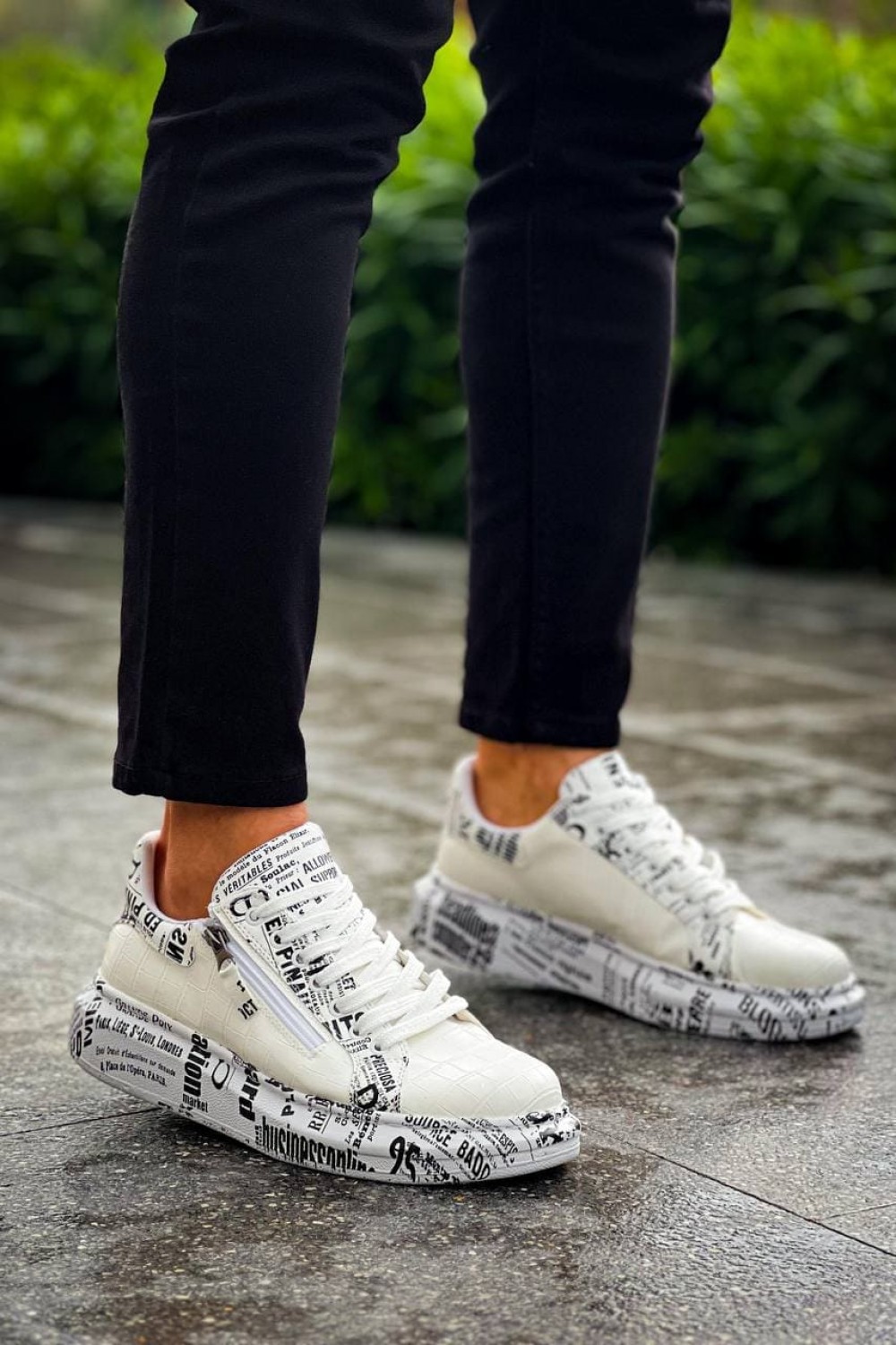 KB02 Erkek Günlük Bağcıklı Fermuarlı Gazete Boyalı Croco Cilt Spor Sneaker Ayakkabı CRT - Beyaz Erkek Ayakkabı KB02 Erkek Günlük Bağcıklı Fermuarlı Gazete Boyalı Croco Cilt Spor Sneaker Ayakkabı CRT - Beyaz – Kuback Erkek Ayakkabı