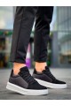 KB046 Erkek Günlük Bağcıklı Süet Paraşüt Kumaş Spor Sneaker Ayakkabı SPKBT - Siyah