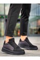 KB046 Erkek Günlük Bağcıklı Süet Paraşüt Kumaş Spor Sneaker Ayakkabı SPKST - Siyah