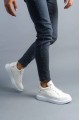 KB047 Erkek Günlük Bağcıklı Croco Desenli Cilt Spor Sneaker Ayakkabı CBT - Beyaz