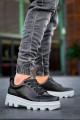 KB056 Erkek Günlük Bağcıklı Cilt Spor Sneaker Ayakkabı CBT - Siyah – Kuback Erkek Ayakkabı