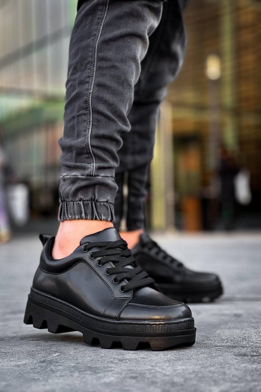 KB056 Erkek Günlük Bağcıklı Cilt Spor Sneaker Ayakkabı CST - Siyah Erkek Ayakkabı KB056 Erkek Günlük Bağcıklı Cilt Spor Sneaker Ayakkabı CST - Siyah – Kuback Erkek Ayakkabı