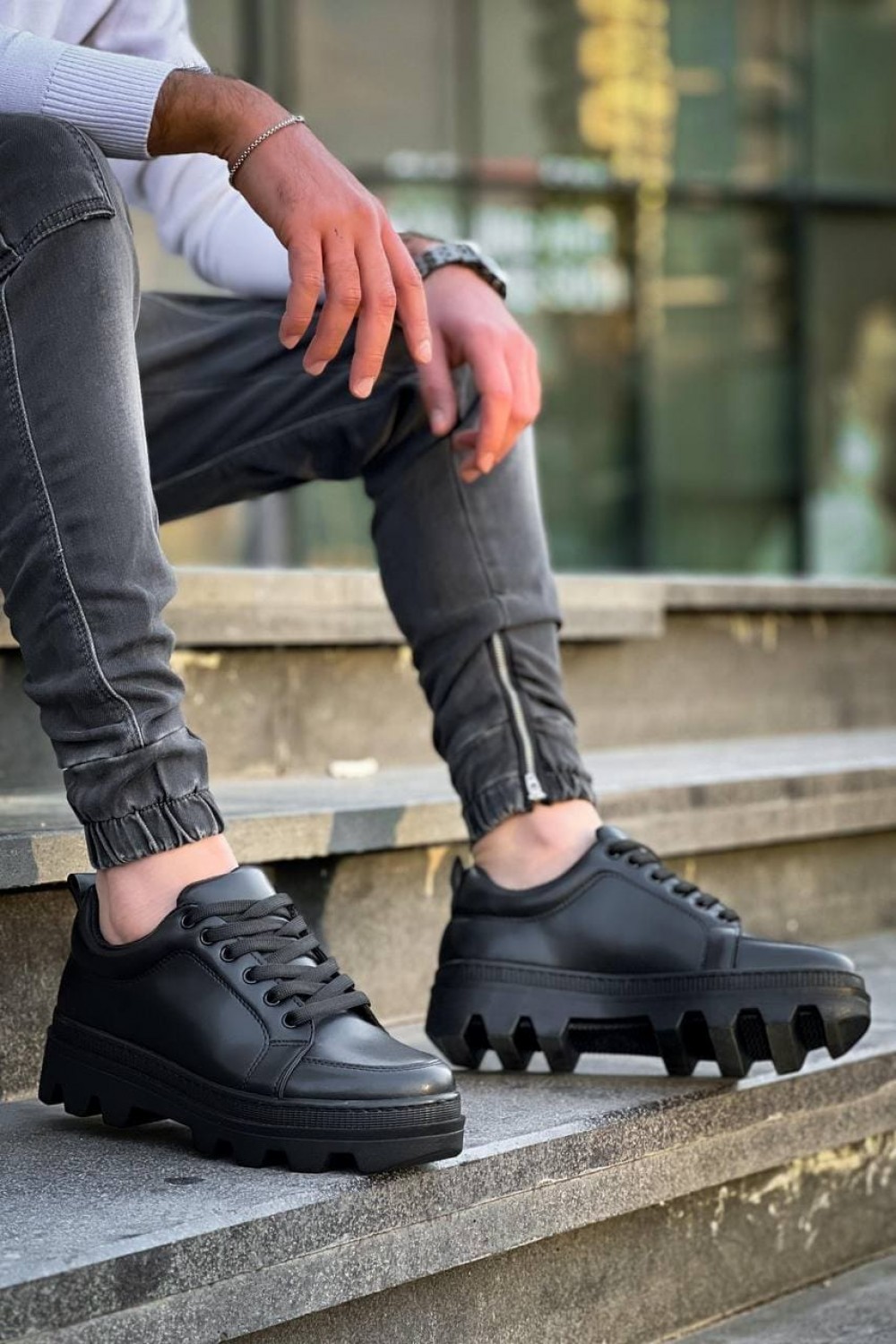 KB056 Erkek Günlük Bağcıklı Cilt Spor Sneaker Ayakkabı CST - Siyah Erkek Ayakkabı KB056 Erkek Günlük Bağcıklı Cilt Spor Sneaker Ayakkabı CST - Siyah – Kuback Erkek Ayakkabı