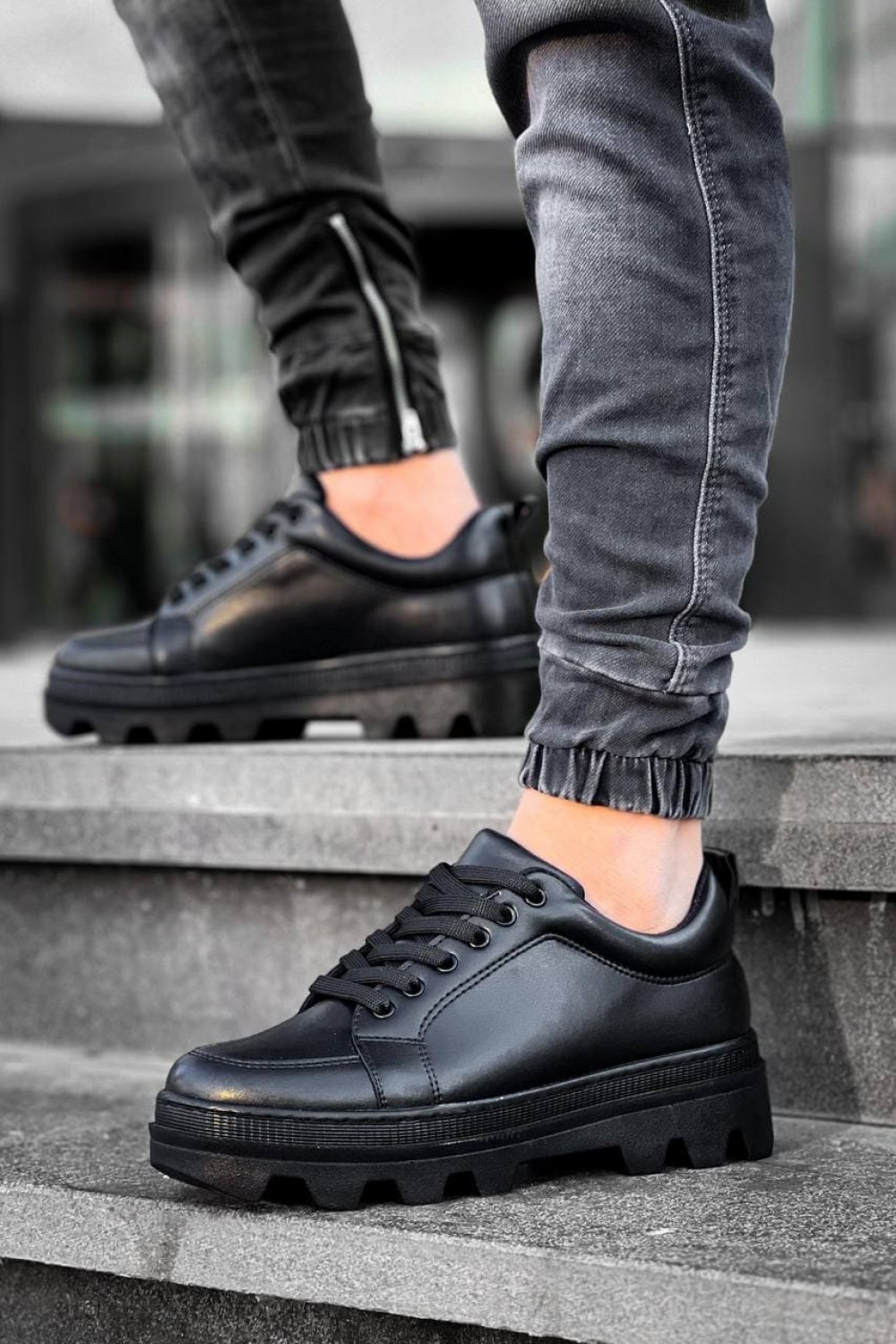 KB056 Erkek Günlük Bağcıklı Cilt Spor Sneaker Ayakkabı CST - Siyah Erkek Ayakkabı KB056 Erkek Günlük Bağcıklı Cilt Spor Sneaker Ayakkabı CST - Siyah – Kuback Erkek Ayakkabı