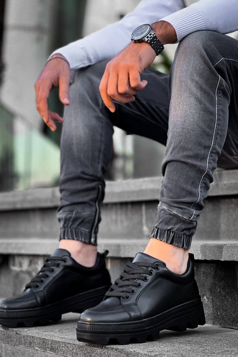 KB056 Erkek Günlük Bağcıklı Cilt Spor Sneaker Ayakkabı CST - Siyah Erkek Ayakkabı KB056 Erkek Günlük Bağcıklı Cilt Spor Sneaker Ayakkabı CST - Siyah – Kuback Erkek Ayakkabı