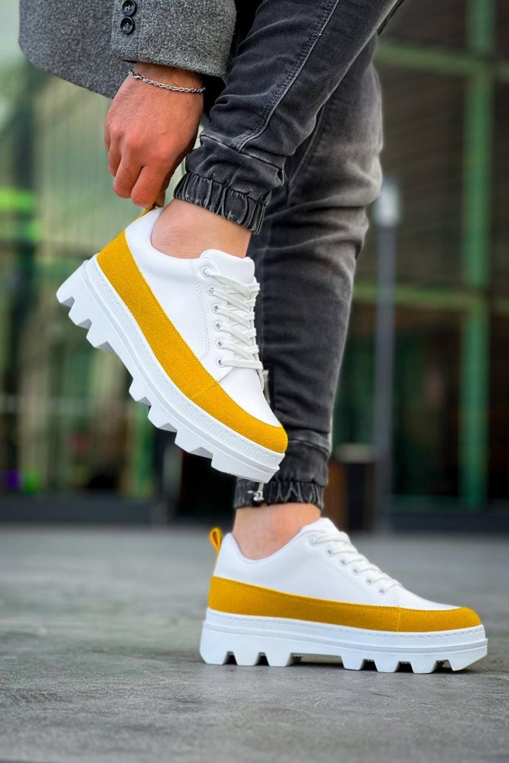 KB056 Erkek Günlük Bağcıklı Cilt Süet Spor Sneaker Ayakkabı CSBT - Beyaz/Sarı Erkek Ayakkabı KB056 Erkek Günlük Bağcıklı Cilt Süet Spor Sneaker Ayakkabı CSBT - Beyaz/Sarı – Kuback Erkek Ayakkabı