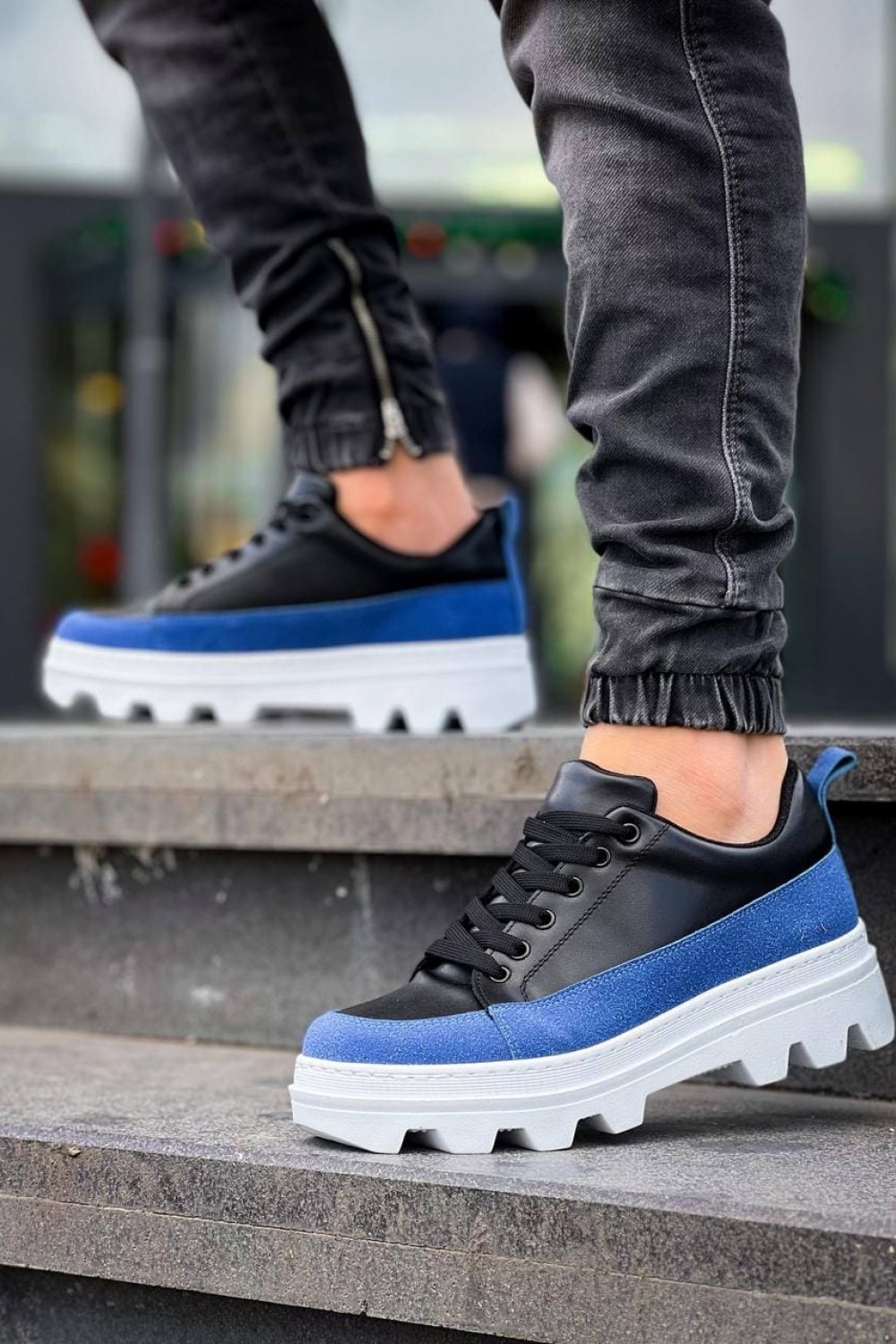 KB056 Erkek Günlük Bağcıklı Cilt Süet Spor Sneaker Ayakkabı CSBT - Siyah/Mavi Erkek Ayakkabı KB056 Erkek Günlük Bağcıklı Cilt Süet Spor Sneaker Ayakkabı CSBT - Siyah/Mavi – Kuback Erkek Ayakkabı