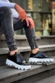 KB056 Erkek Günlük Bağcıklı Rugan Spor Sneaker Ayakkabı RBT - Siyah – Kuback Erkek Ayakkabı