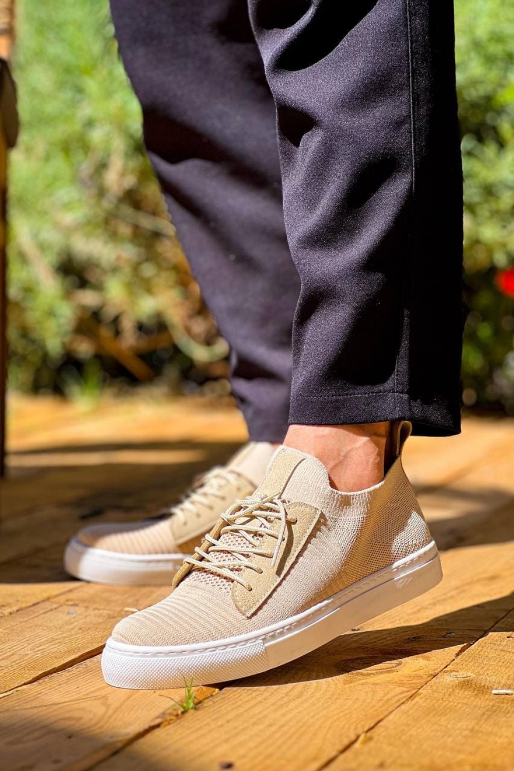 KB110 Erkek Günlük Bağcıklı Triko Spor Sneaker Ayakkabı TBT - Bej – Kuback Erkek Ayakkabı