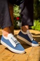 KB110 Erkek Günlük Bağcıklı Triko Spor Sneaker Ayakkabı TBT - Mavi – Kuback Erkek Ayakkabı