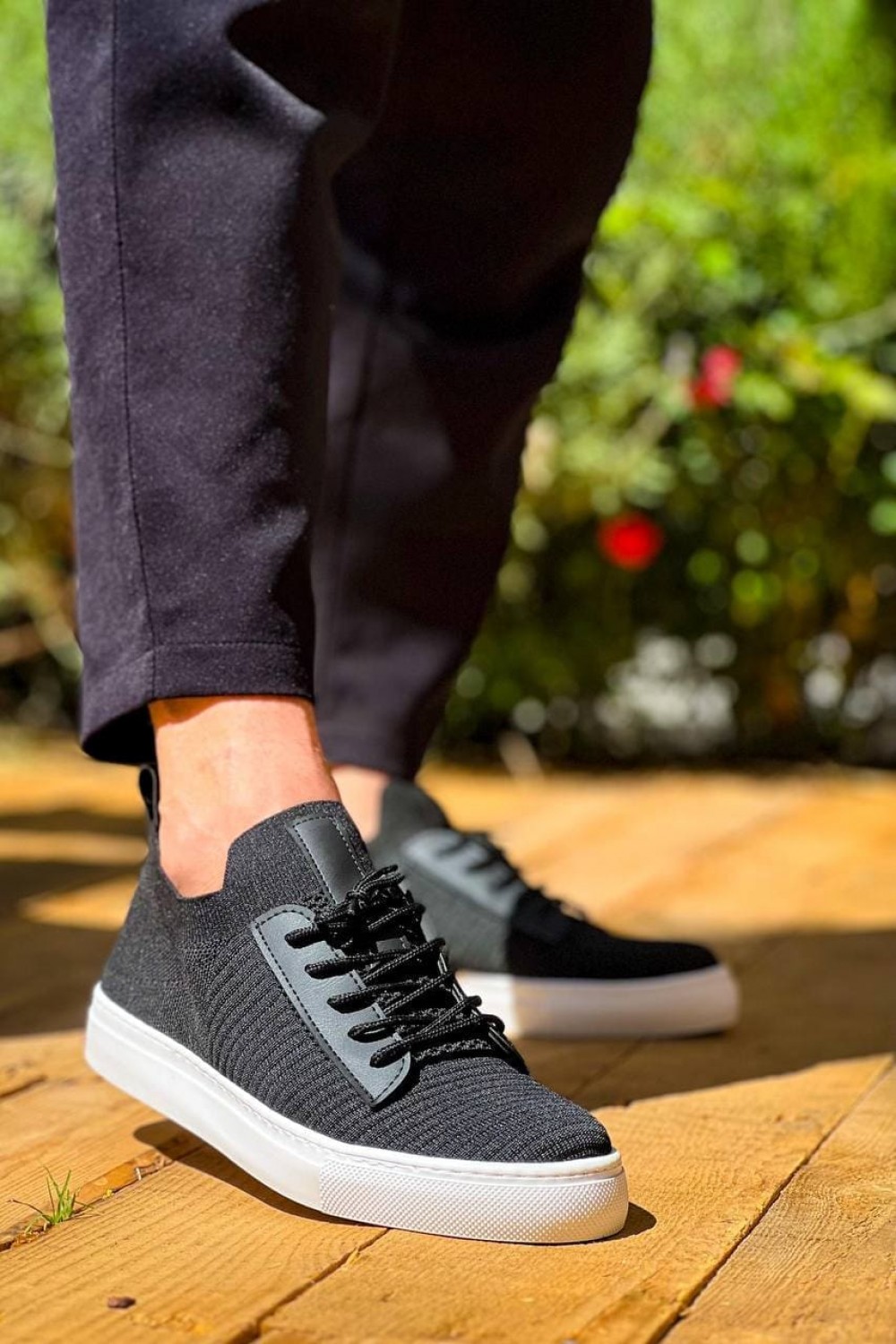 KB110 Erkek Günlük Bağcıklı Triko Spor Sneaker Ayakkabı TBT - Siyah – Kuback Erkek Ayakkabı