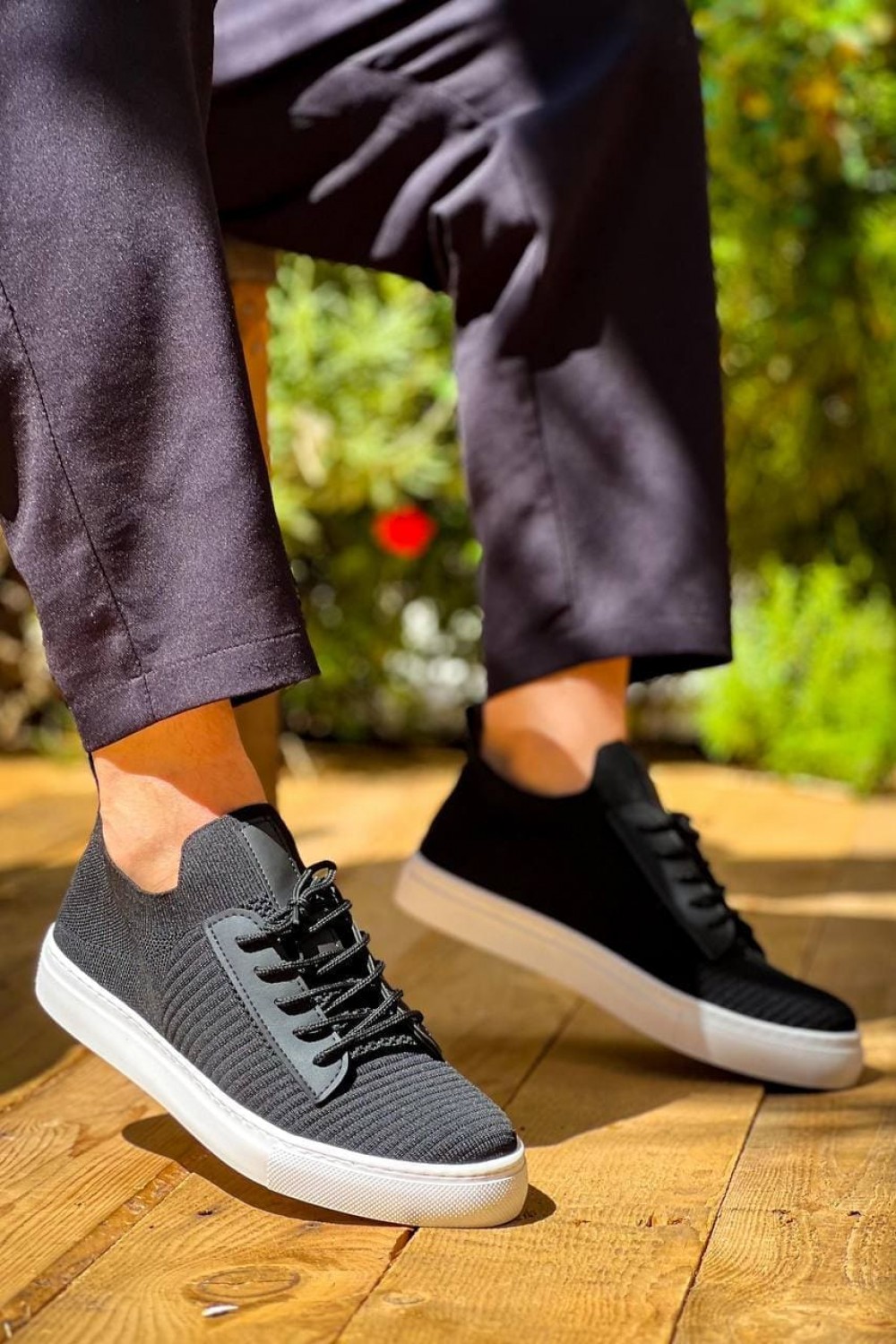KB110 Erkek Günlük Bağcıklı Triko Spor Sneaker Ayakkabı TBT - Siyah – Kuback Erkek Ayakkabı