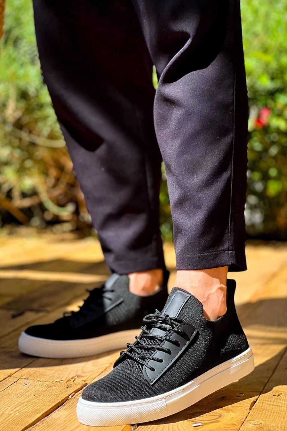 KB110 Erkek Günlük Bağcıklı Triko Spor Sneaker Ayakkabı TBT - Siyah – Kuback Erkek Ayakkabı