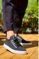 KB110 Erkek Günlük Bağcıklı Triko Spor Sneaker Ayakkabı TBT - Siyah