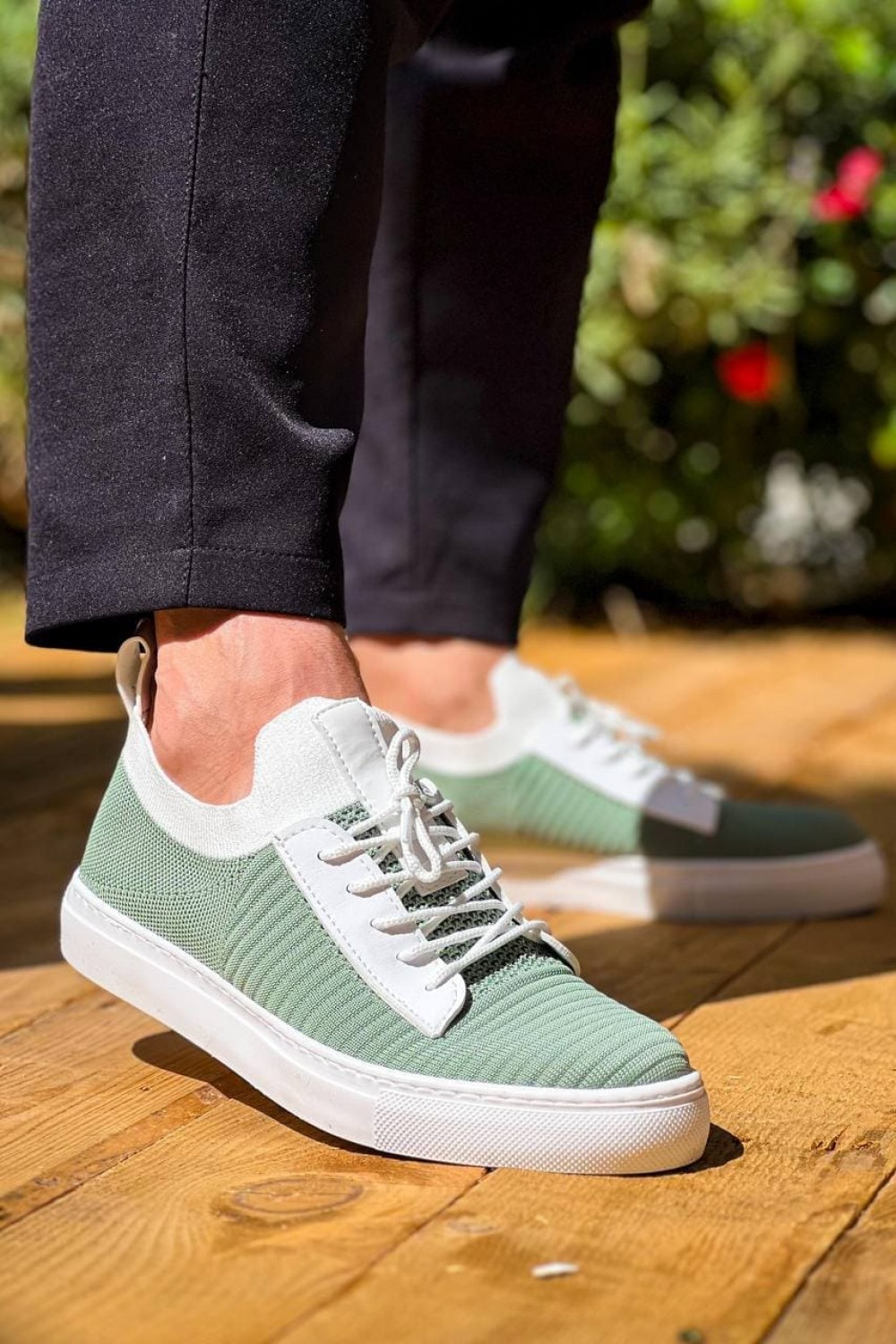 KB110 Erkek Günlük Bağcıklı Triko Spor Sneaker Ayakkabı TBT - Yeşil – Kuback Erkek Ayakkabı