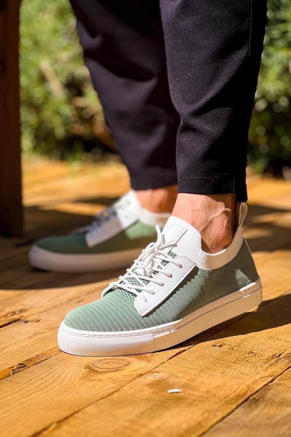 KB110 Erkek Günlük Bağcıklı Triko Spor Sneaker Ayakkabı TBT - Yeşil – Kuback Erkek Ayakkabı