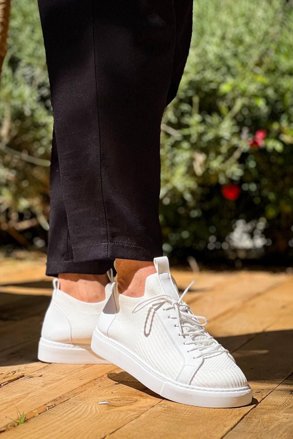 KB112 Erkek Günlük Bağcıklı Triko Spor Sneaker Ayakkabı TBT - Beyaz – Kuback Erkek Ayakkabı