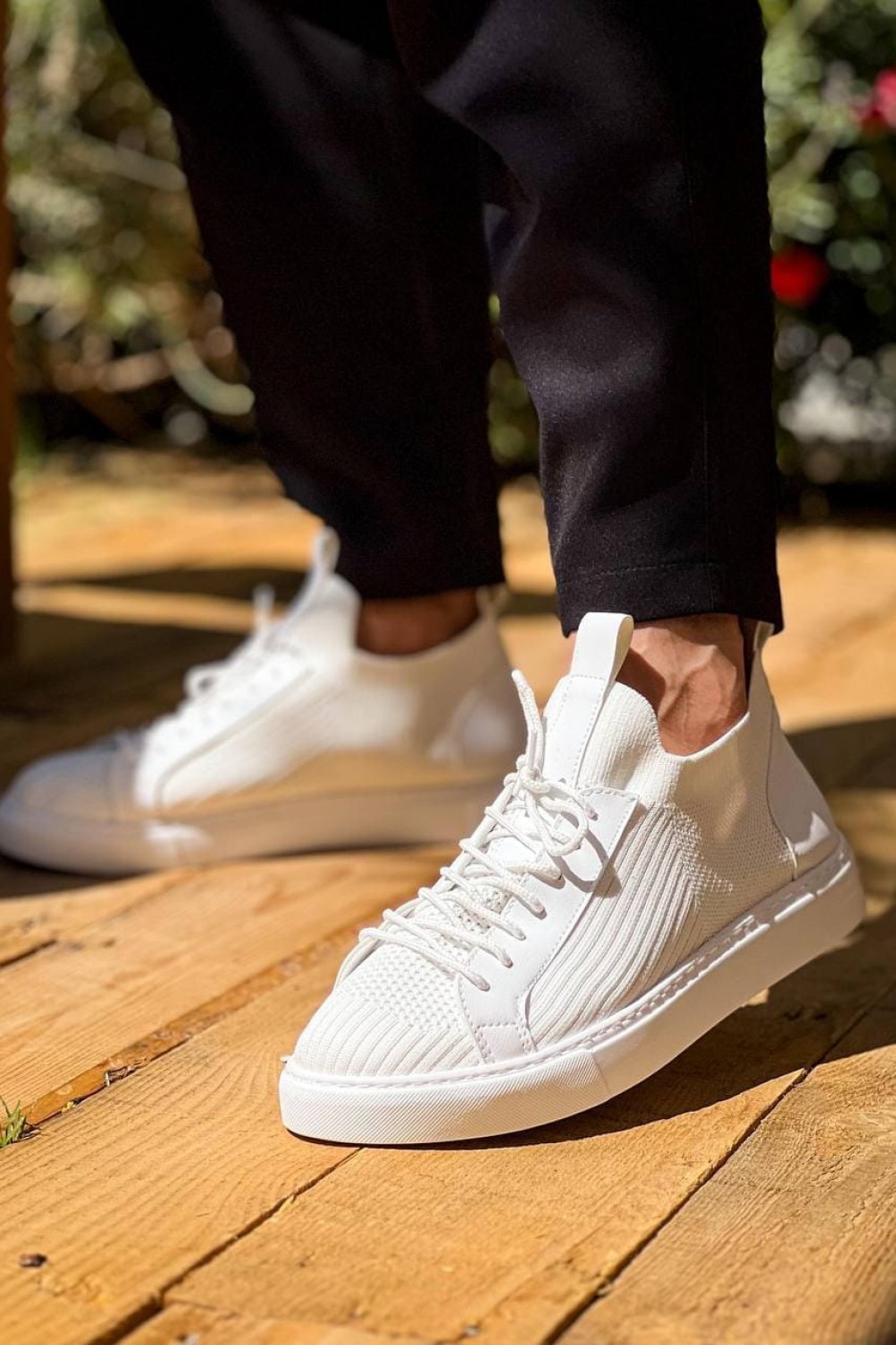 KB112 Erkek Günlük Bağcıklı Triko Spor Sneaker Ayakkabı TBT - Beyaz – Kuback Erkek Ayakkabı