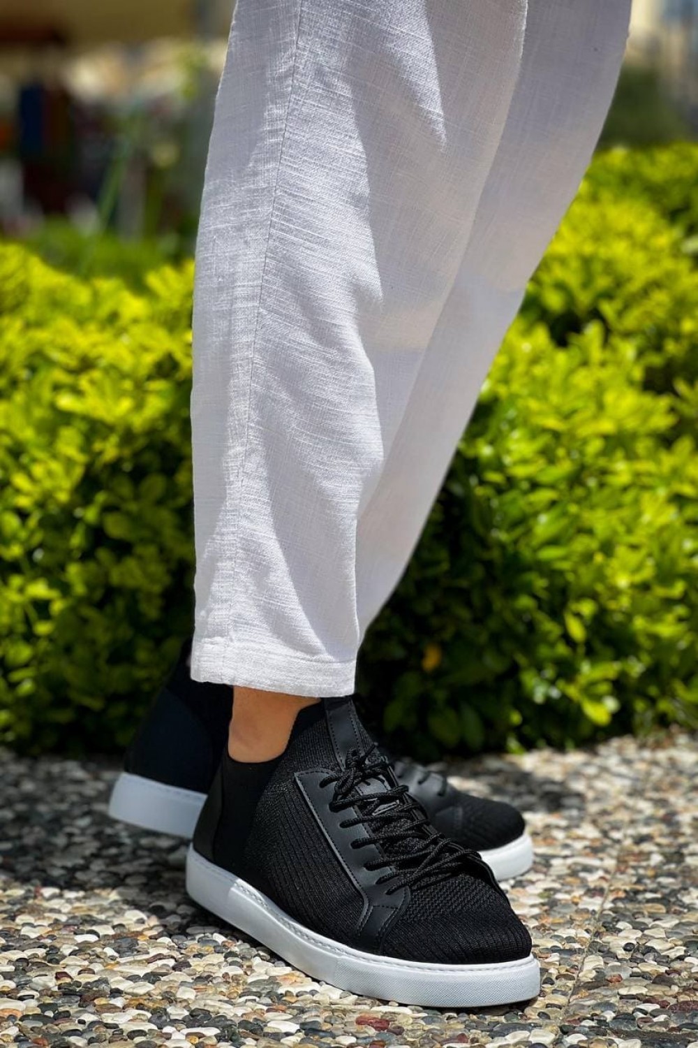 KB112 Erkek Günlük Bağcıklı Triko Spor Sneaker Ayakkabı TBT - Siyah – Kuback Erkek Ayakkabı