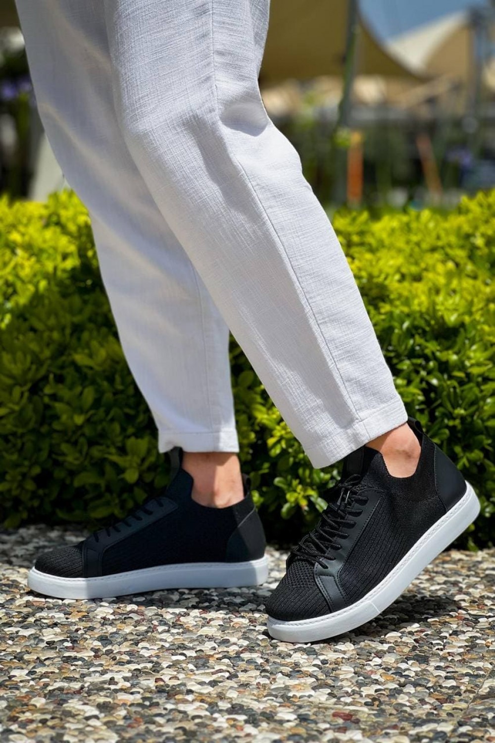 KB112 Erkek Günlük Bağcıklı Triko Spor Sneaker Ayakkabı TBT - Siyah – Kuback Erkek Ayakkabı