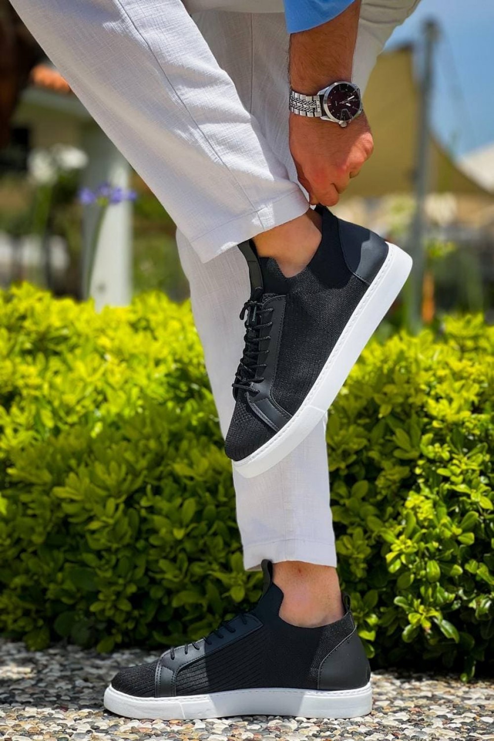 KB112 Erkek Günlük Bağcıklı Triko Spor Sneaker Ayakkabı TBT - Siyah – Kuback Erkek Ayakkabı